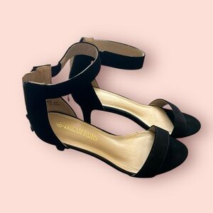 Black Ankle Strap Heels | Open Toe Dress Sandals | Size 5.5